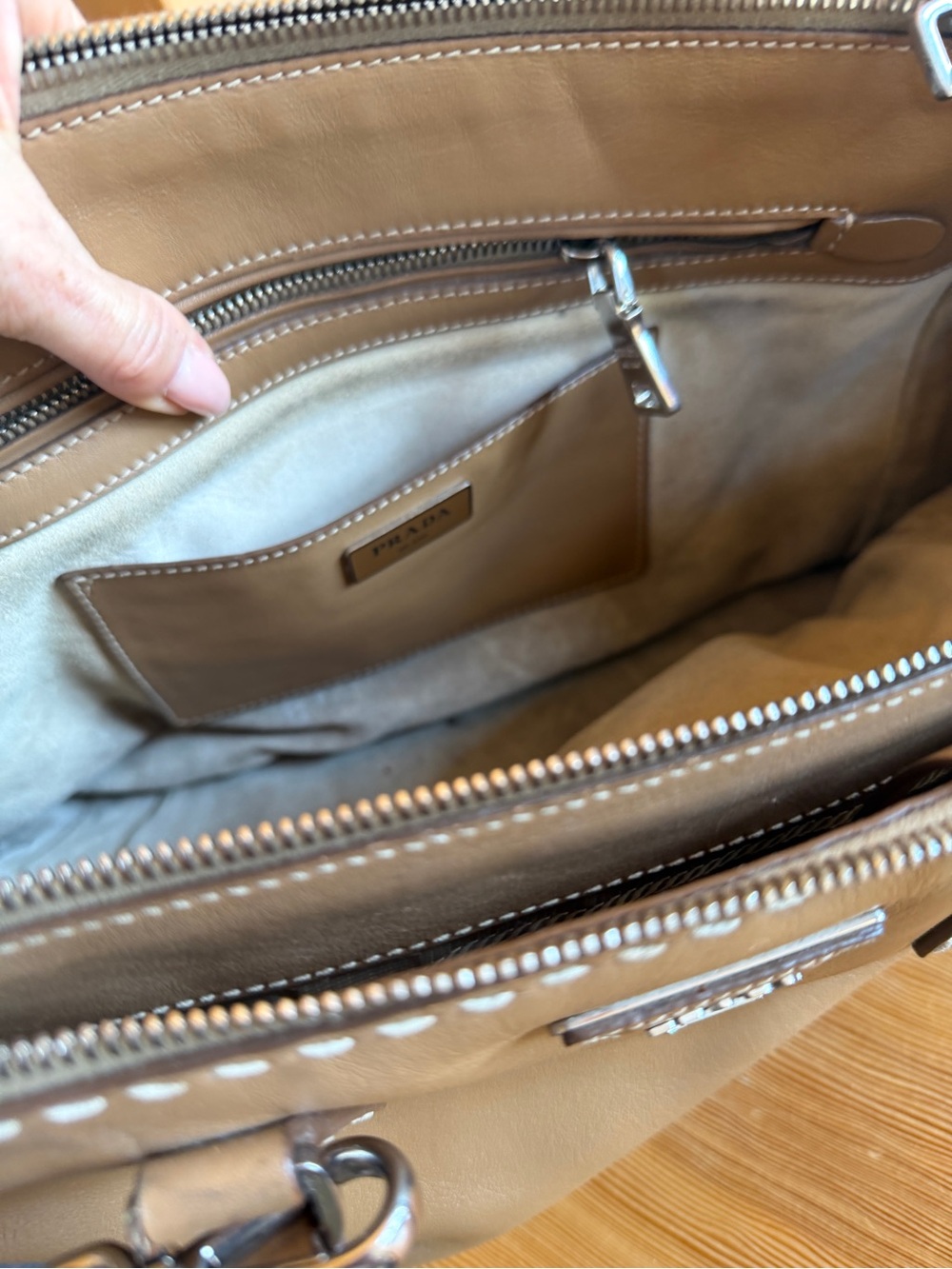 Prada Tan Leather Galleria Bag with Top Handles - Picture 3 of 9